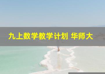 九上数学教学计划 华师大